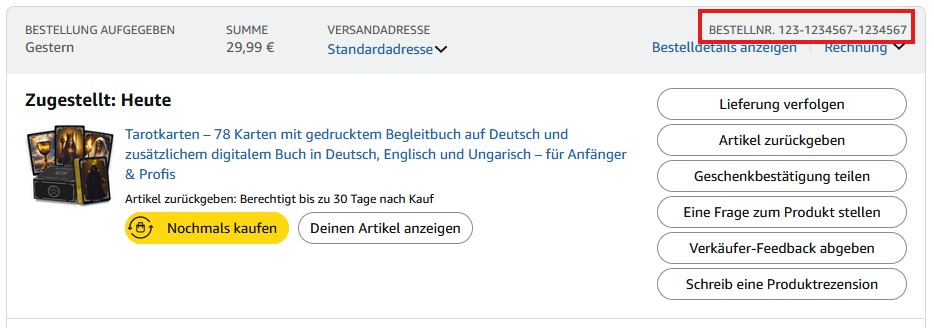 Amazon Bestelldetails